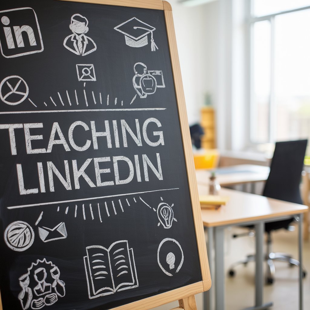Zdjęcie tablicy z napisem teachning Linkedin